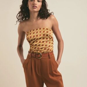 Favorite Daughter Colette Chic Strapless Brown and Gold Top